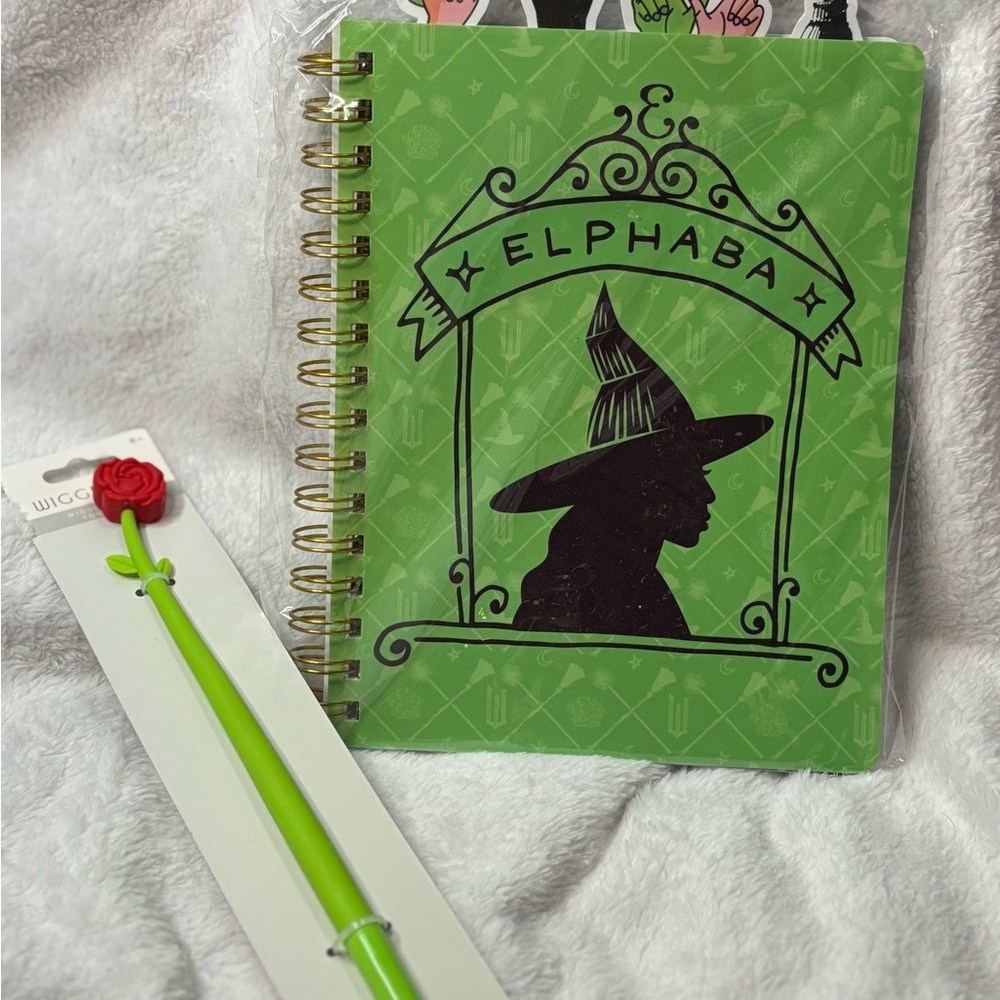 Elphaba Green Spiral Notebook with Witch Design